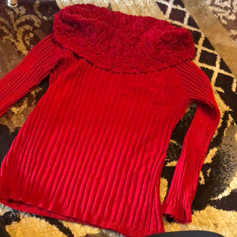 Red turtleneck